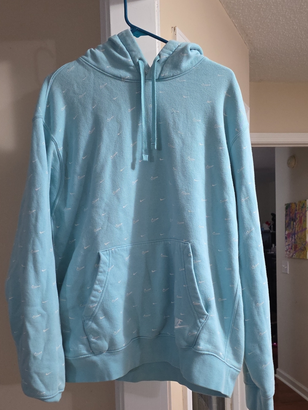 Men's Nike - Light Blue Hooded Sweatshirt - Casual Pullover Hoodie